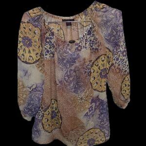 Hayley Matthews Sheer Peasant Top Small